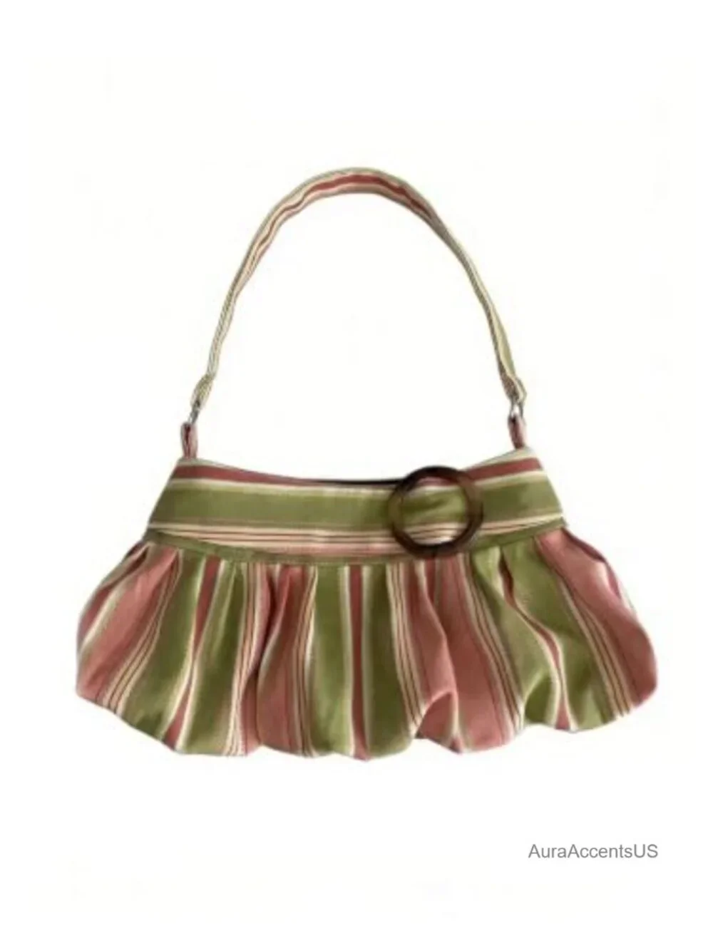 Striped Hobo Handbag Ruched Single Strap Retro Y2K Underarm Purse